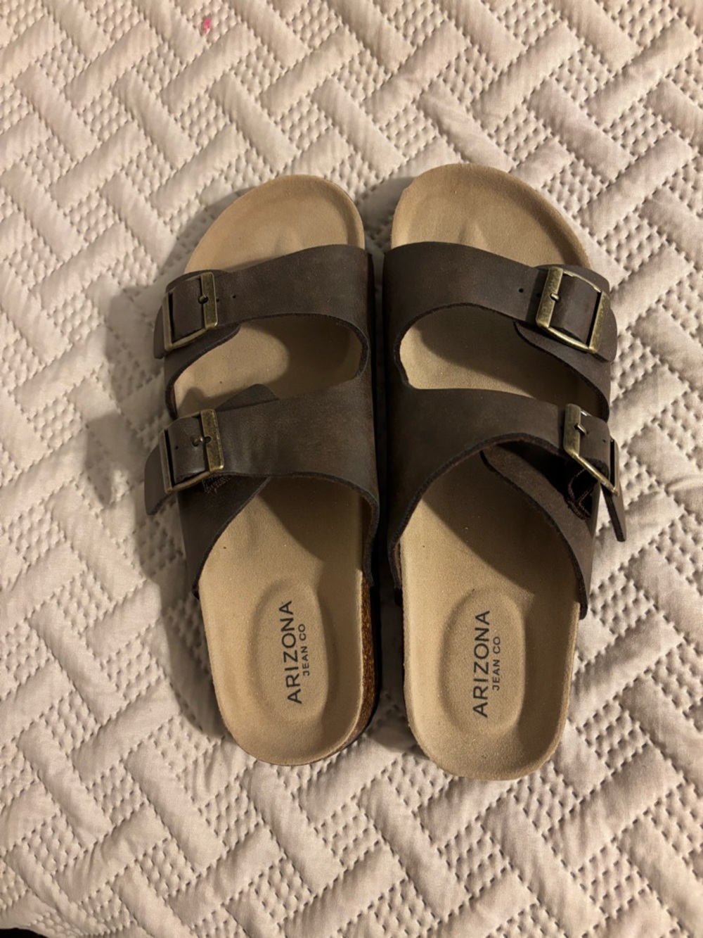 Arizona Jean Company Dark Brown Double-Buckle Slide Sandals